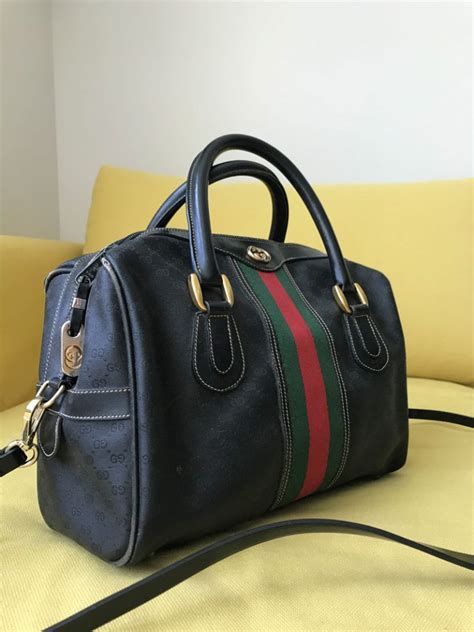 gucci small boston bag black|gucci boston vintage bag.